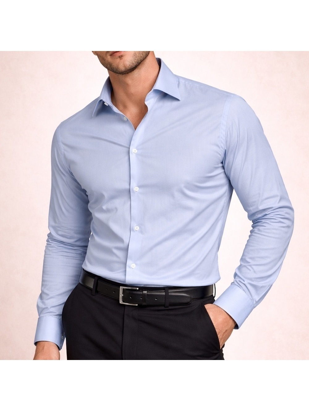 Black Brown 1826 Slim Fit Non-Iron Blue Egyptian Cotton Oxford Shirt Men’s M